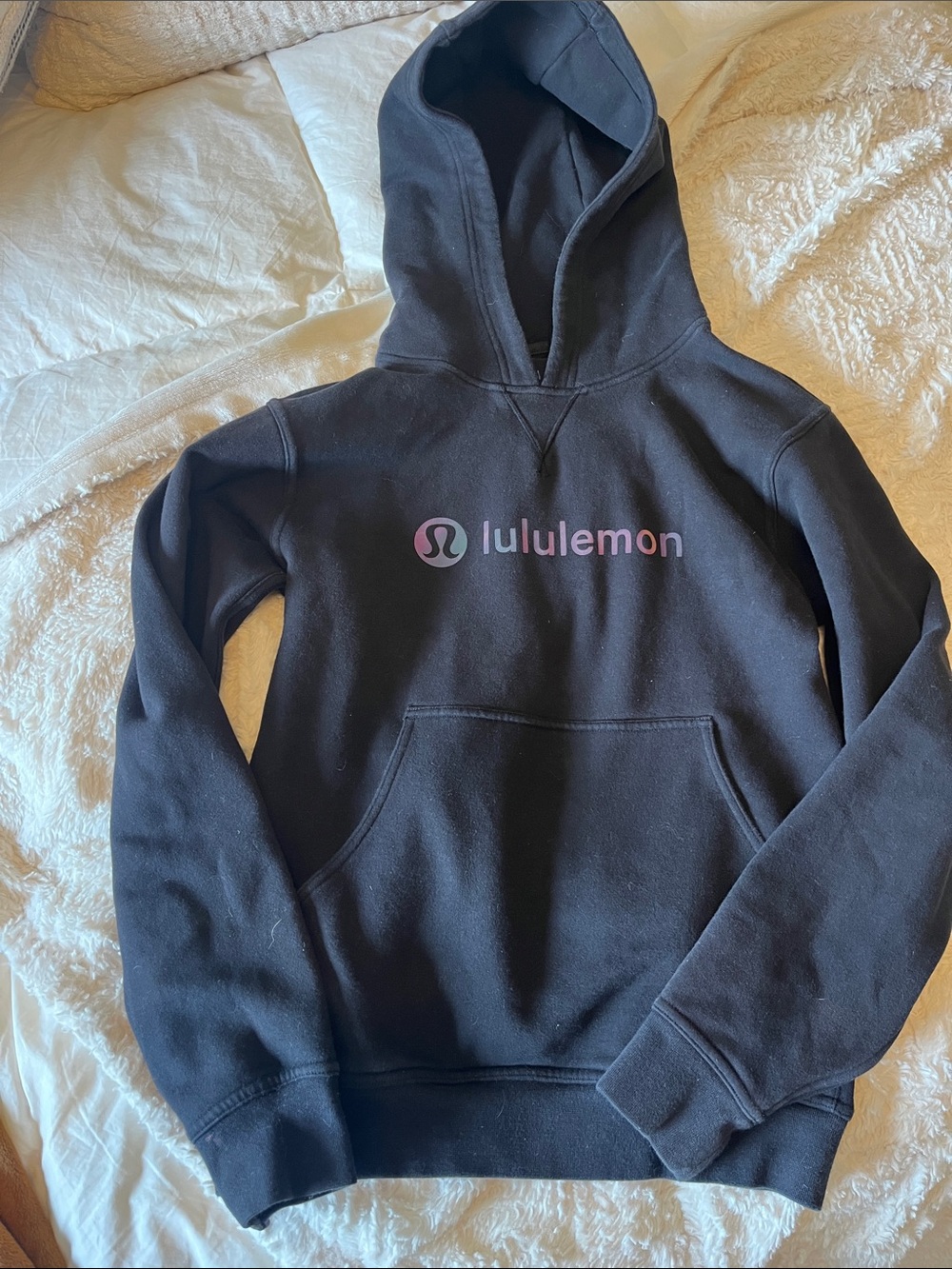 lululemon athletica Black Pullover Hoodie with multi color Logo
